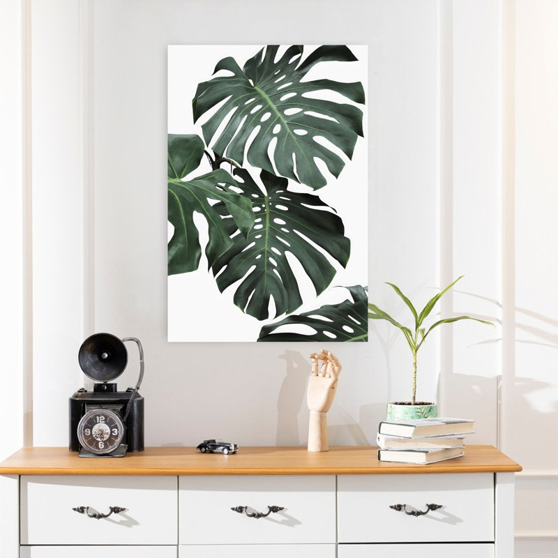 Art mural contemporain abstrait Monstera II, 24" H x 16" W