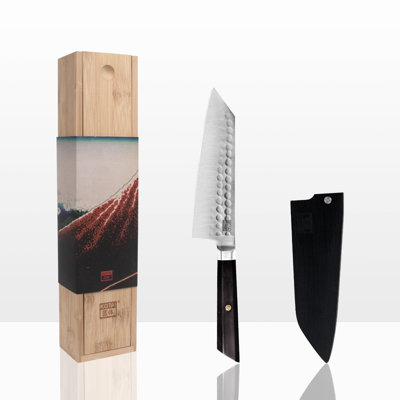 Bunka Santoku avec bambou Saya et boîte en bambou - lame de 170 mm