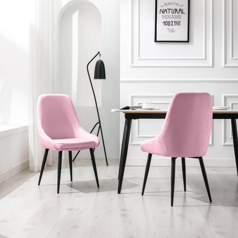 46cm H Velvet Upholstered Side Chair, Pink