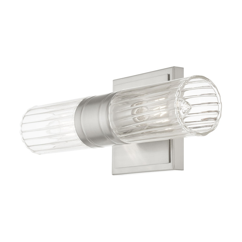 Barre d'éclairage de salle de bain 2 lumières Barnett, Nickel brossé