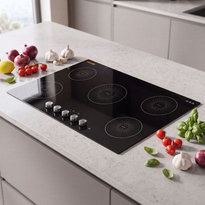 Plaque de cuisson à induction 36 pouces, 5 brûleurs, cuisinière électrique intégrée 220V 9200W, chauffage continu à faible puissance, brûleur à induction pour la cuisine, avec 11 niveaux de puissance, commande à bouton et verrouillage pour enfant