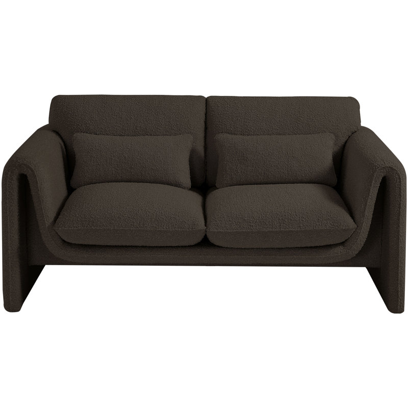 Honoriu 64'' Upholstered Loveseat, Brown Boucle Fabric