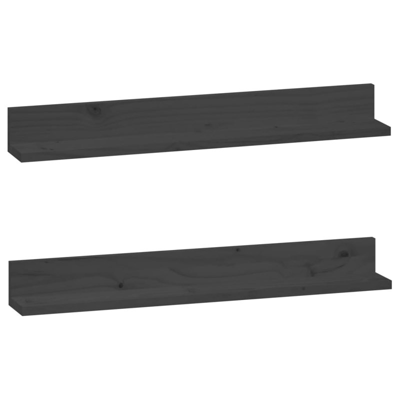 Solid Wood Floating Shelf, Grey, 9cm H x 80cm W x 11cm D