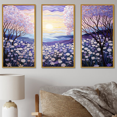 Ensemble de salon Magical Lilac Flowers Field I - Flower Wall Art