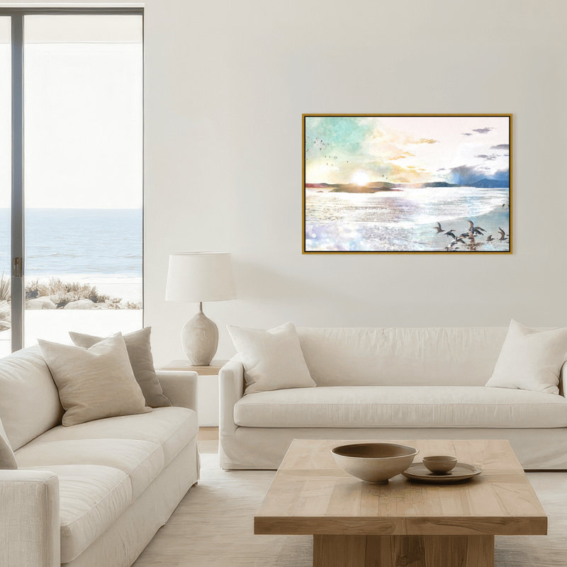 «Nature Inspired A New Dawn» par Stefanie Bales - Œuvre d'art encadrée, Toile avec cadre, 16" H x 24" W x 2.375" D, Noir