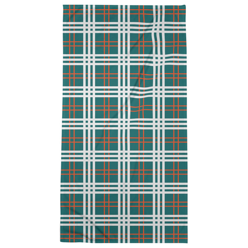 Bath Towel, Polyester/Cotton Blend, Orange/White/Aqua