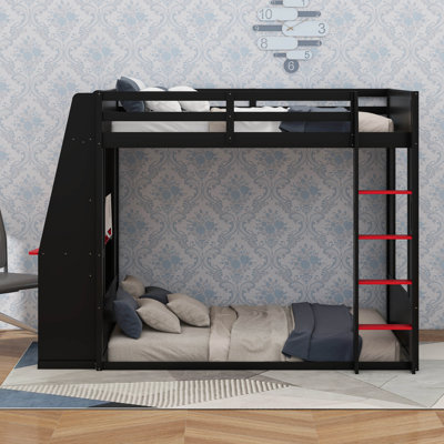 Queen Size Wooden Gaming Bunk Bed with Desk and USB