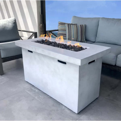 Table de foyer d'extérieur au propane en béton renforcé de fibres