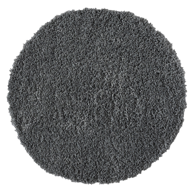 Shaggy Lush grey Rug, Round 100cm