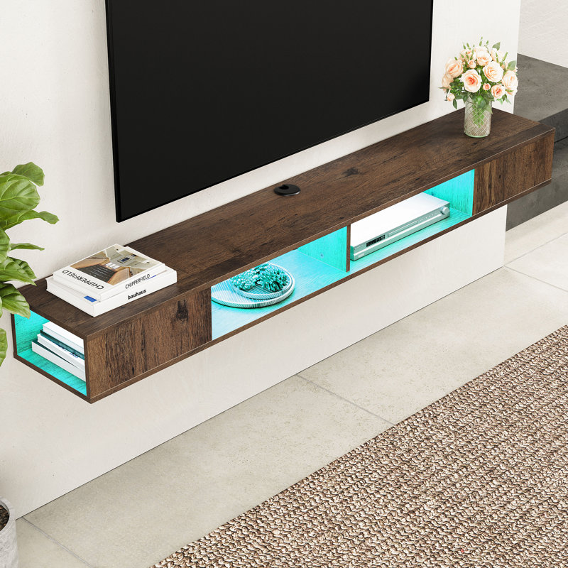 Bralan Unfinished Floating TV Stand for TVs up to 75", 10.5, Brown