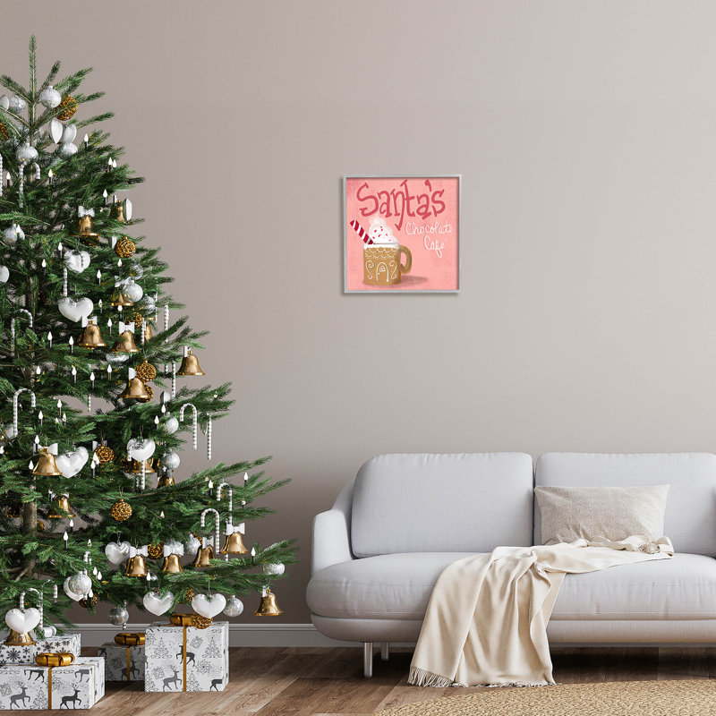 «Santa's Chocolate Cafe Sign» par The Evening Evening Post - impression sur bois, H 17 po x l 17 po x P 1,5 po
