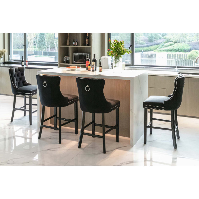Tabouret de comptoir 27,2 po Simonton, Noir, noir, noir, noir, Noir, noir, noir, noir