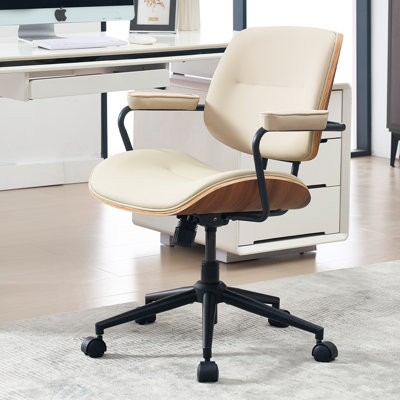 Upholstered Swivel  Office Chair with Adjustable Back