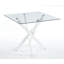 Table de salle à manger avec pieds croisés en métal et verre trempé, table de cuisine moderne pour le salon-1607679901