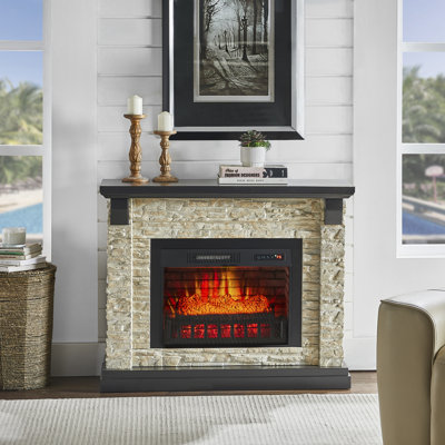 44 IN. FAUX STONE PETITE MANTEL FIREPLACE