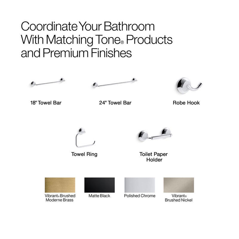 Tone Wall Mounted Robe Hook, Vibrant Brushed Moderne Brass