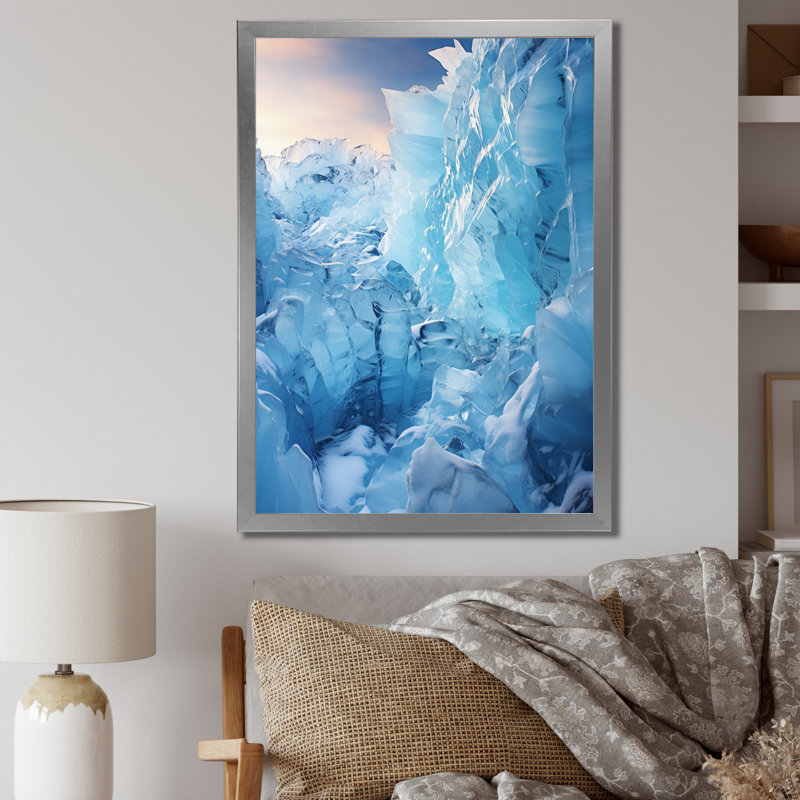 Art mural sur toile Glacier Glacial Glow, H 40 po x l 30 po x P 1,5 po, Cadre photo gris