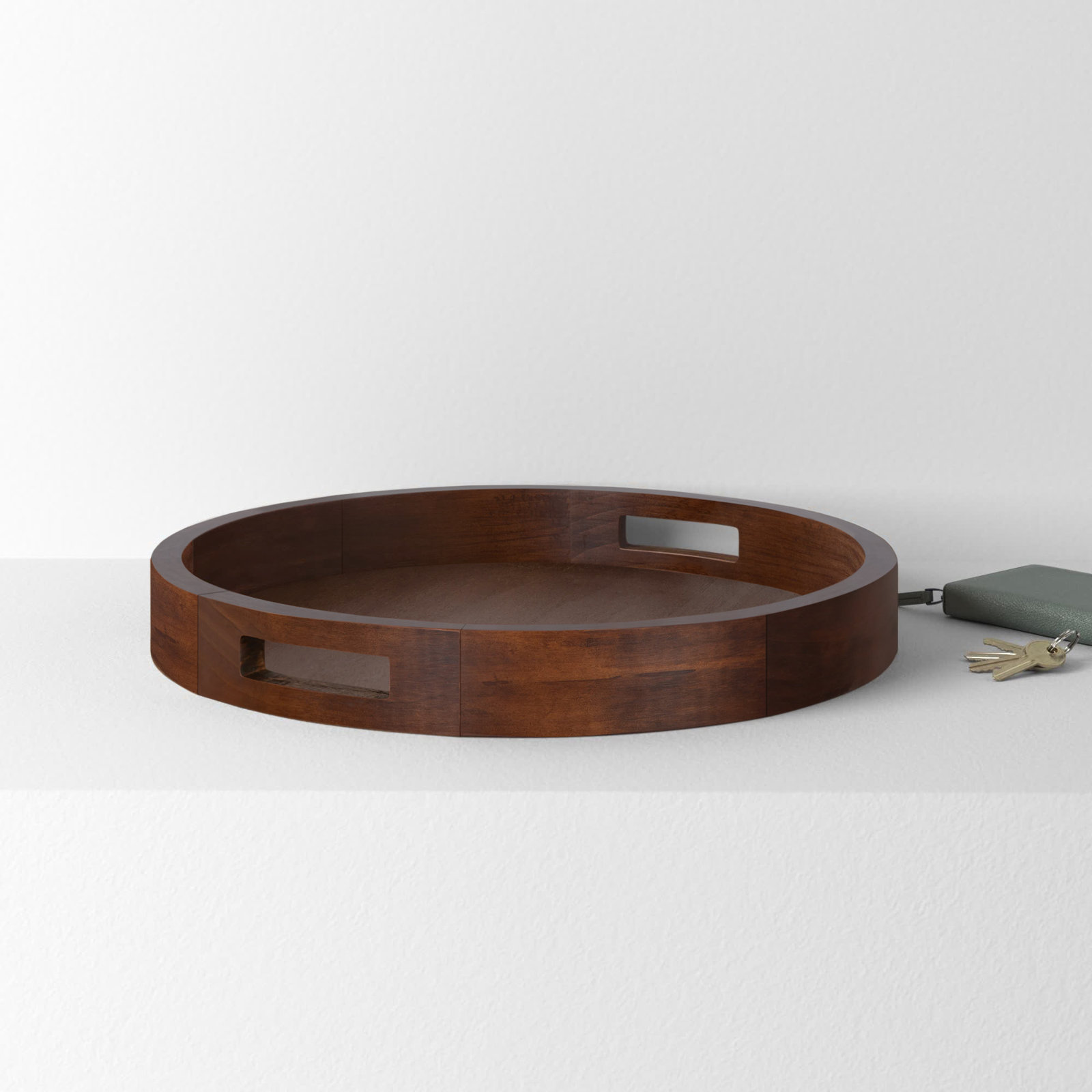 Parkside Modern Wood Tray - Set of 1, Walnut Brown