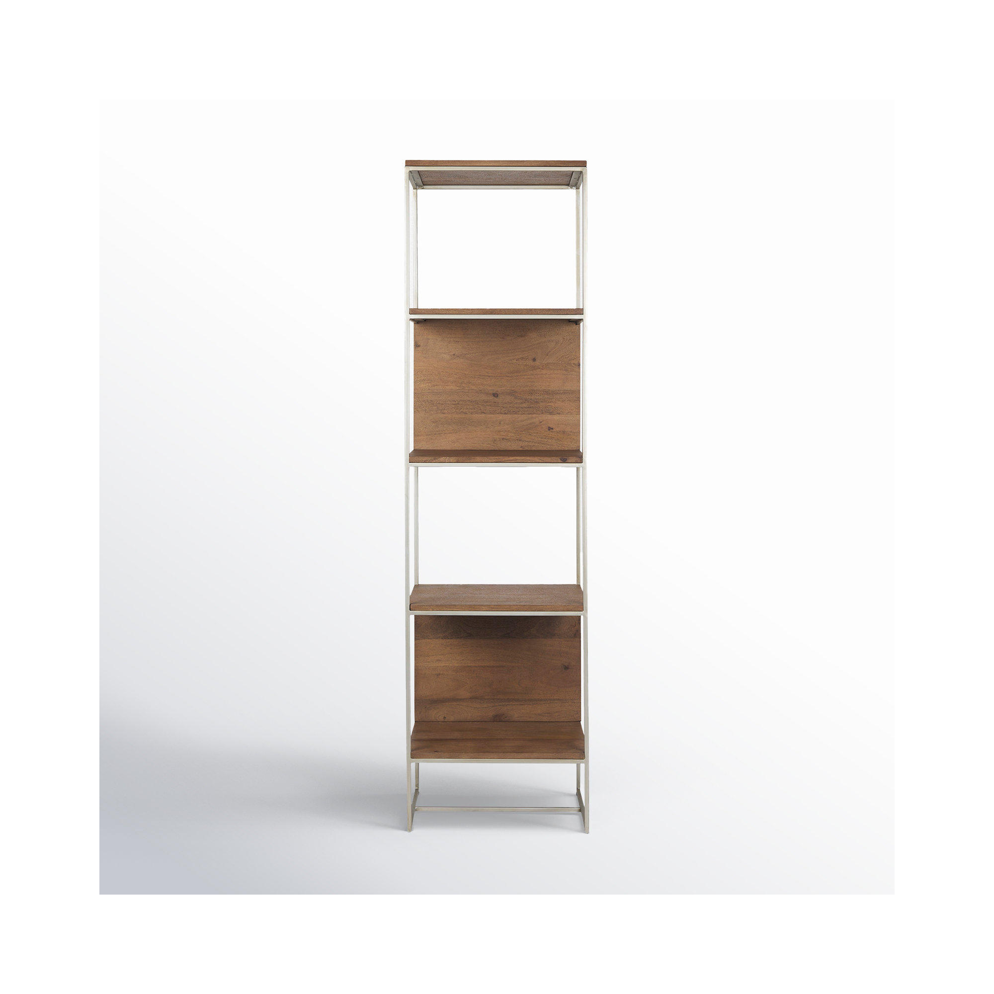 Sagan Narrow Etagere Bookcase, Brown/Silver