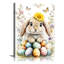 Lapin de Pâques, reproduction d'art sur toile, lapin mignon et œufs de Pâques, reproduction d'art de campagne rétro au printemps, décoration murale de Pâques encadrée moderne pour chambre à coucher, salon, salle de bain, bureau 12 po x 16 po