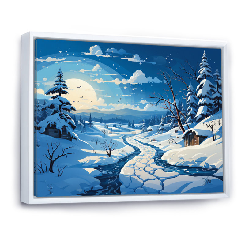 «Winter A Beautiful Vector» sur impression sur toile, 30" H x 40" W, Cadre flottant blanc