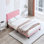 Lit double tapissier pleine grandeur de couleur rose avec tête de lit en lin - aucun sommier nécessaire, assemblage simple, lattes de bois modernes à haute résistance, capacité de poids de 500 lb