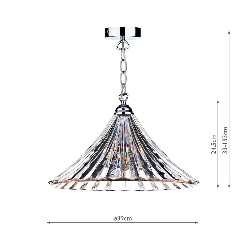 Behne 1 - Light Cone Pendant, Polished Chrome with Clear Glass Shade