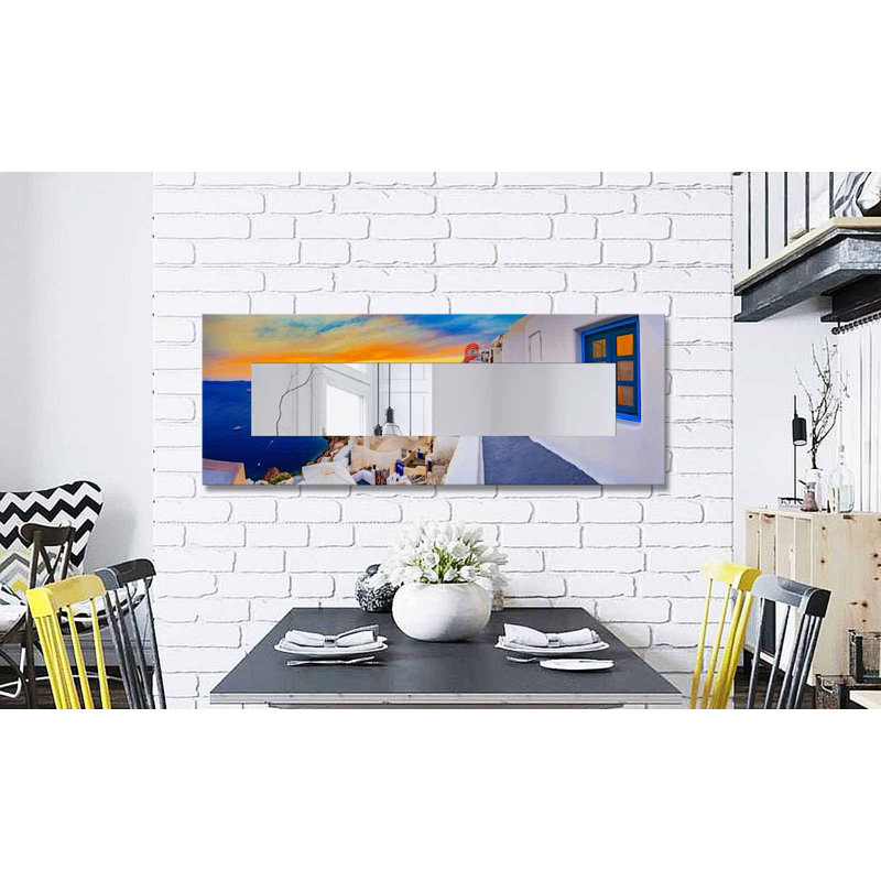 Elegant Decorative Mirror with Wooden Frame, 15.7 x 47.2 Inches | 100% Canvas on MDF, Thickness: 0.12 Inches | Real Mirror Size: 7.9 x 39.4 Inches | Stylish Wall Art for Living Room, Bedroom & Entryway