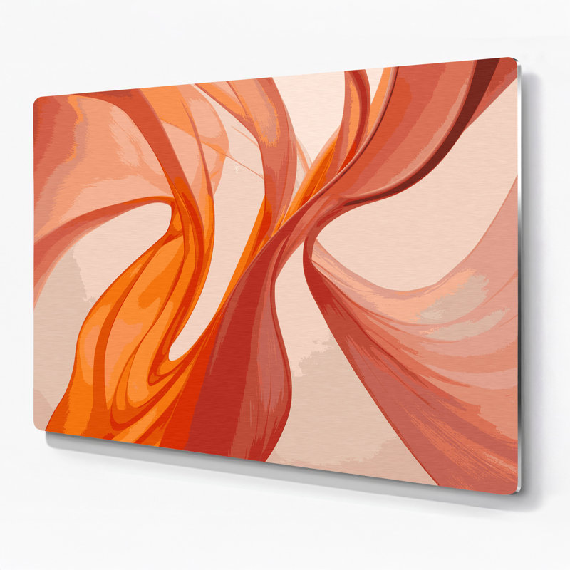 Gradient abstrait 1, art mural en métal beige, H 11 po x l 14 po