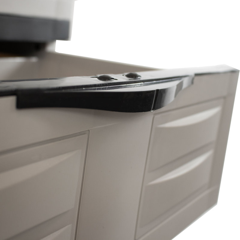 Storage Cabinet with Adjustable Shelf and Top Drawer, Gray/Charcoal Trim