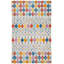 Tapis géométrique en laine / coton touffeté à la main bleu clair / jaune / rouge-1751985062