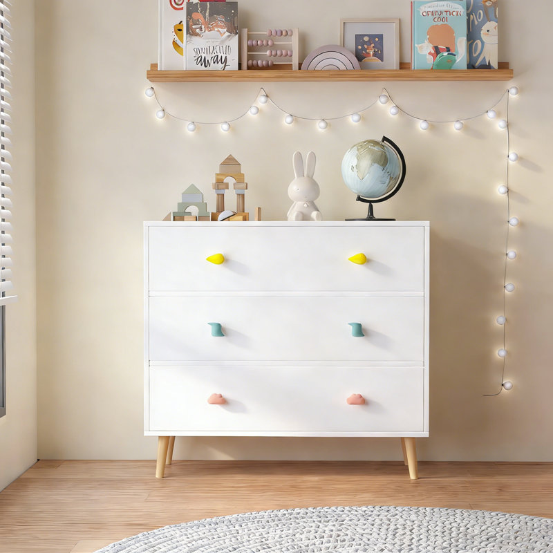 Kids 3 Drawer Dresser, Baby Nightstand for Bedroom, Storage Cabinet for Toddler Child for Living Room, Toddler Room, Nursery, Closet
