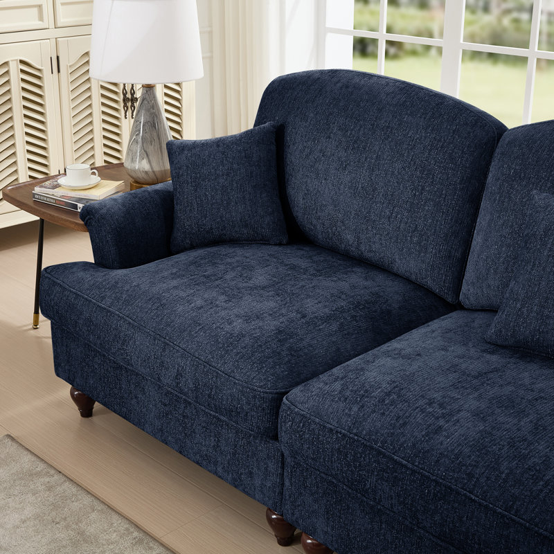 Ensemble de canapé modulaire classique 2 pièces avec accoudoirs évasés, volants amovibles et pieds fuselés, idéal pour un décor de salon polyvalent