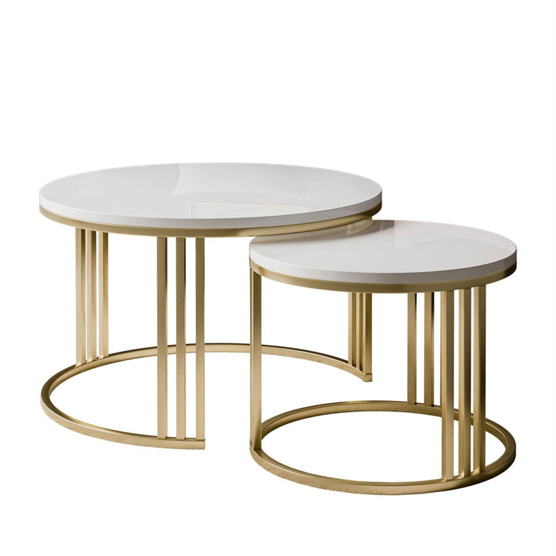 Dinant Frame Coffee Table, White, Powder-coated Gold