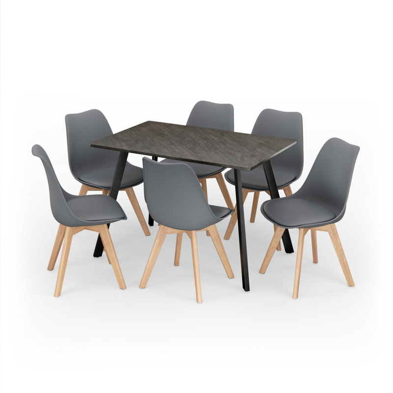 6 - Person Dining Set, Grey, Grey
