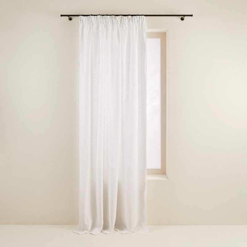 Linen Semi Sheer Curtain Single Panel, Beige