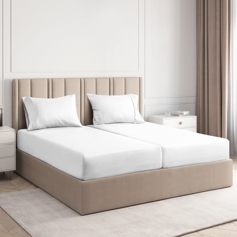 White Split King Microfiber 5-Piece Sheet Set for Kids