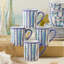 Ensemble de 4 tasses en céramique quelque chose de quelque chose de 16 oz bord de mer avec des illustrations de poissons colorés et des rayures nautiques, idéal pour le café du matin, les moments de thé et les cuisines en bord de mer