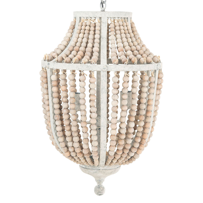 Julice Draped Wood Bead Chandelier, White