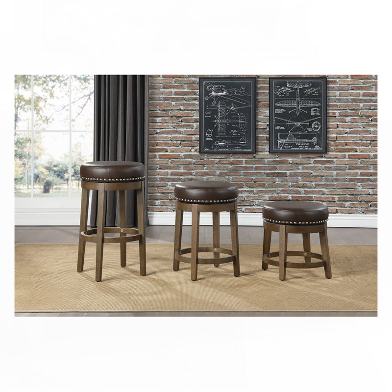 Ensemble de tabourets ronds et pivotants, Brun, Tabouret de comptoir (siège d'une hauteur de 25 p