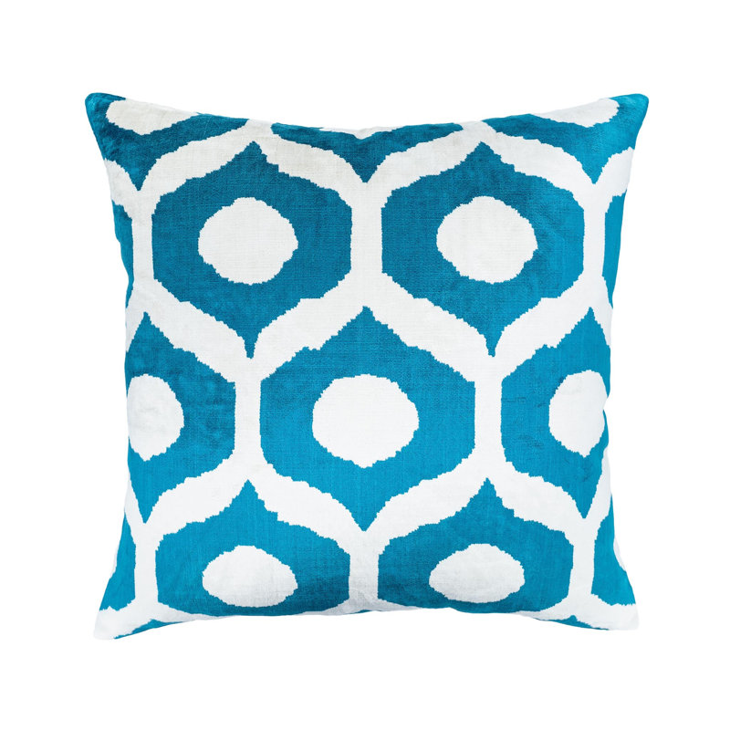 Oreiller en velours de soie Santorini Ikat, 20 po x 20 po