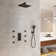 3 Functions 12 Inch Wall Mount Thermostatic Shower System with 6 Body Jets