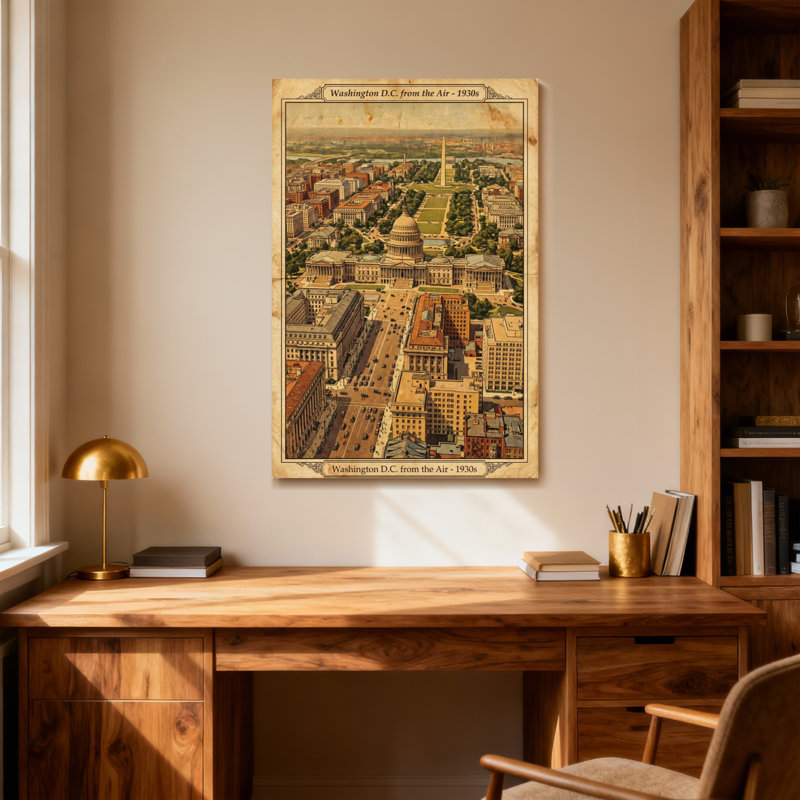 Vue des paysages et des paysages urbains de Washington DC, carte des années 1930