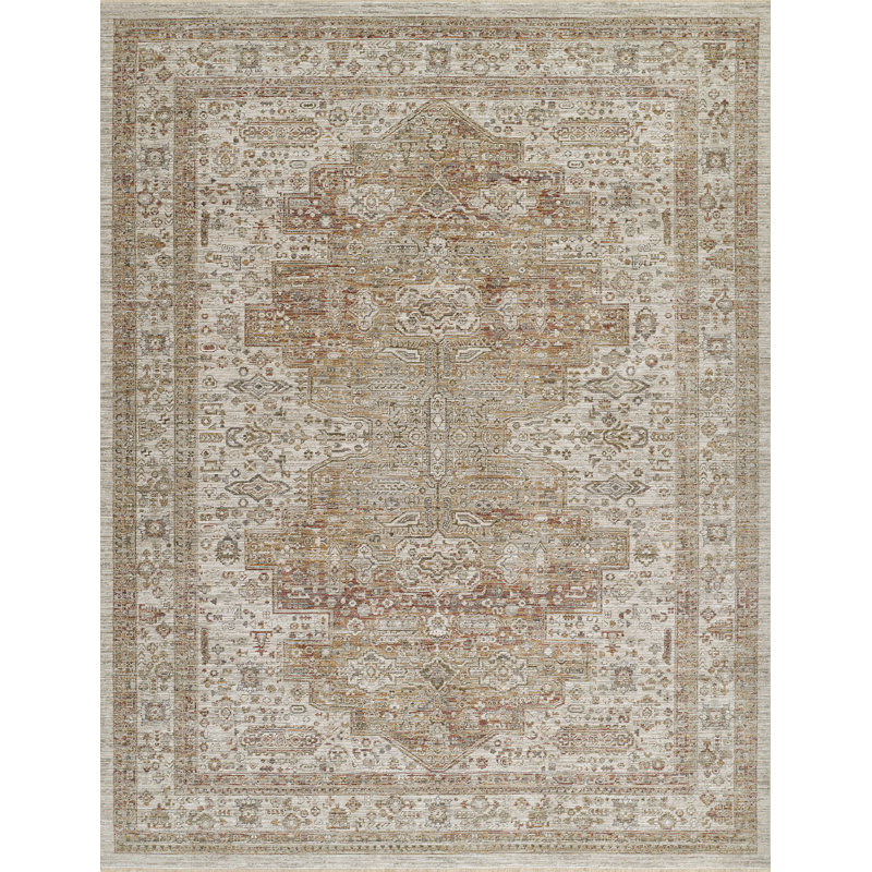 Momeni Georgina Traditional Medallion Copper Area Rug, Rectangle 5'3" x 7'8"