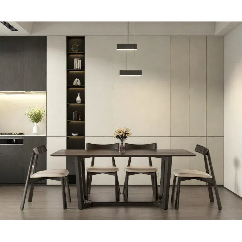 Ensembles de table de salle à manger en bois de frêne massif., H 29,53 po x L 59,06 po x l 31,5 po