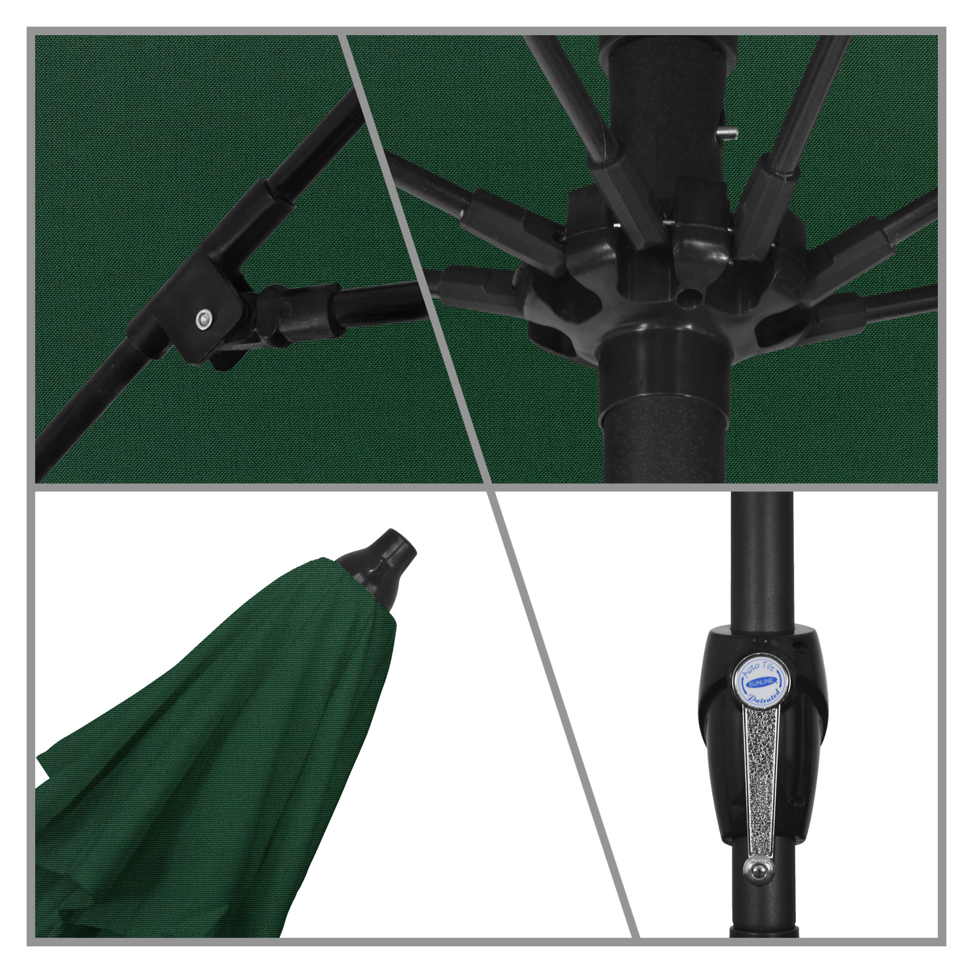 Gino 7.5' Market Sunbrella Umbrella, Canvas Forest Green Sunbrella® Canvas