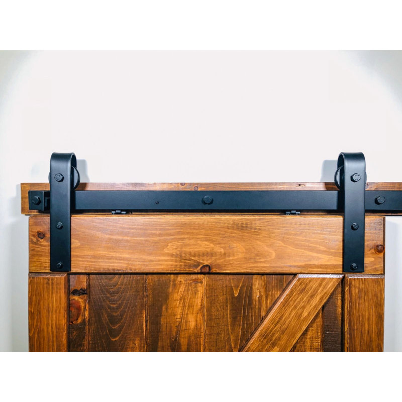 Ensemble de quincaillerie de porte de grange standard à roulettes carrées, Noir, 60 po
