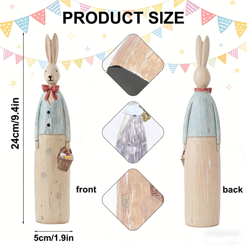 2 pièces de figurine de lapin en résine, décorations de statue de lapin mignonnes pour la décoration de bureau pour la maison