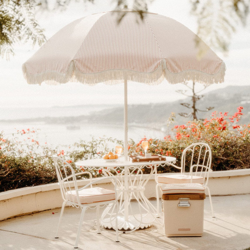 Patio 90'' W Umbrella, Pink/White Striped