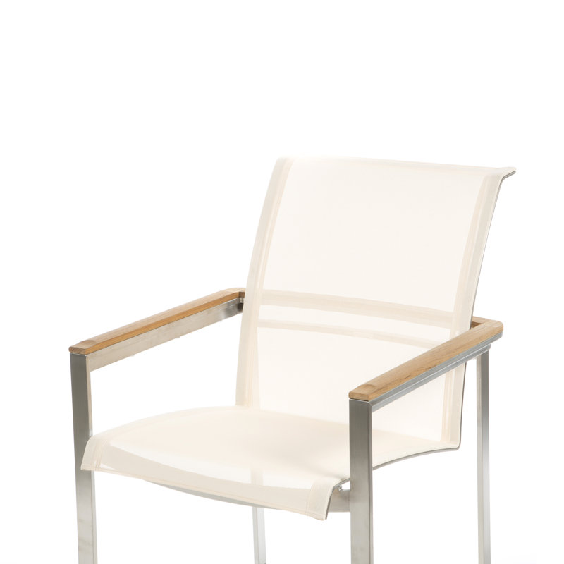 Tivoli Stacking Teak Patio Dining Arm Chair, No, Cream